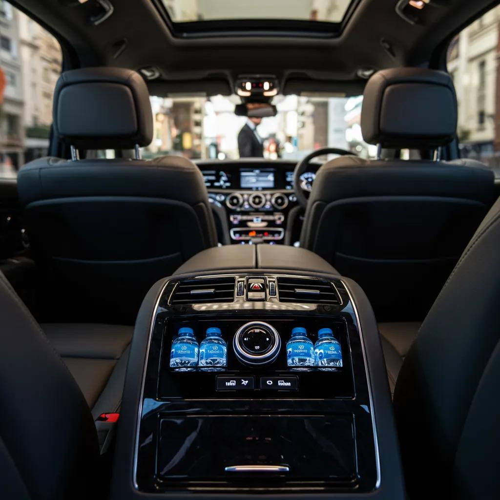 Luxurious interior of a private car service showcasing comfort features and amenities