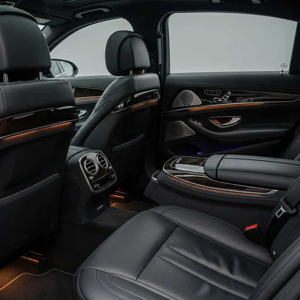 Executive sedan interior showing comfort and privacy for family transport