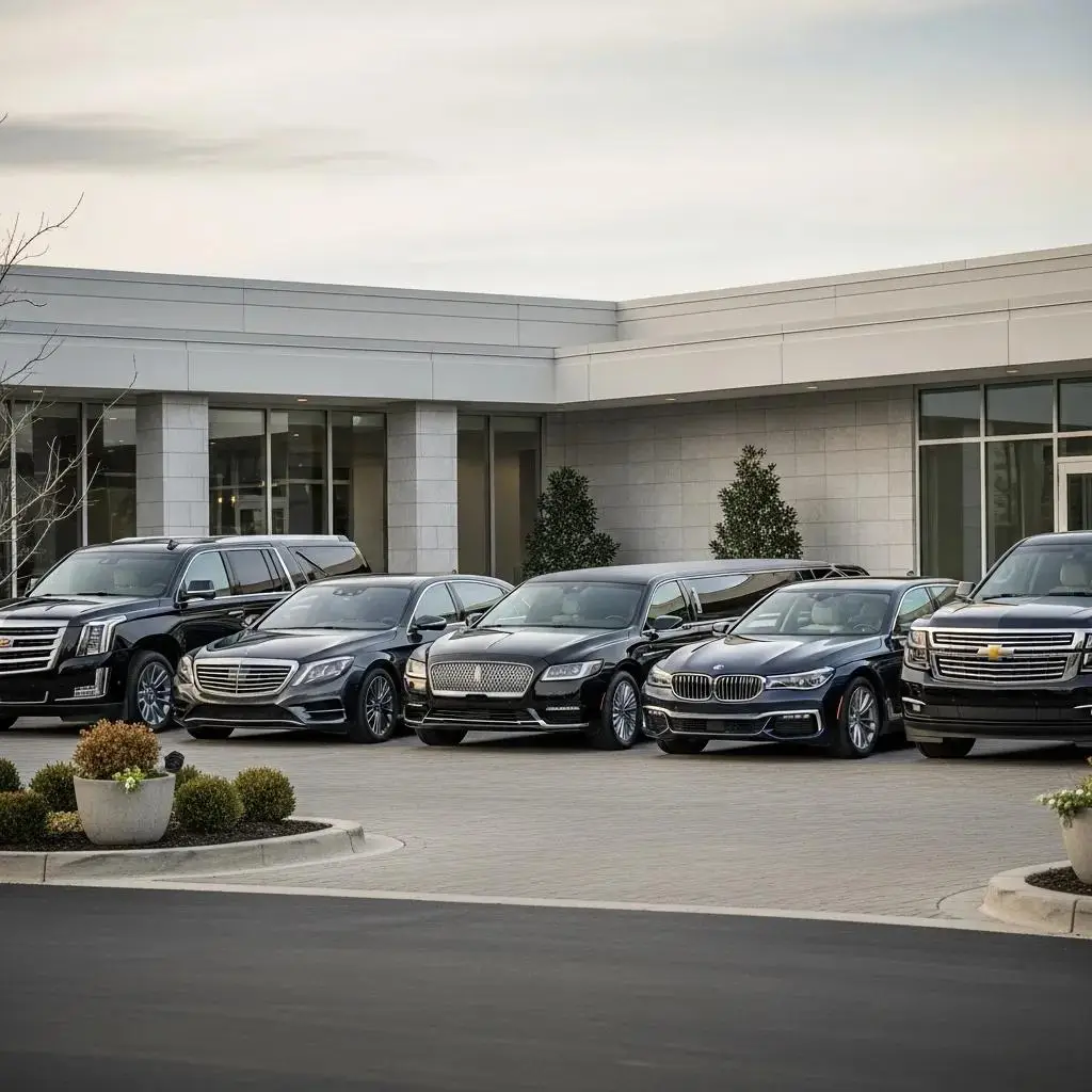 Lineup of luxury vehicles offering elegance, comfort, and respectful transport
