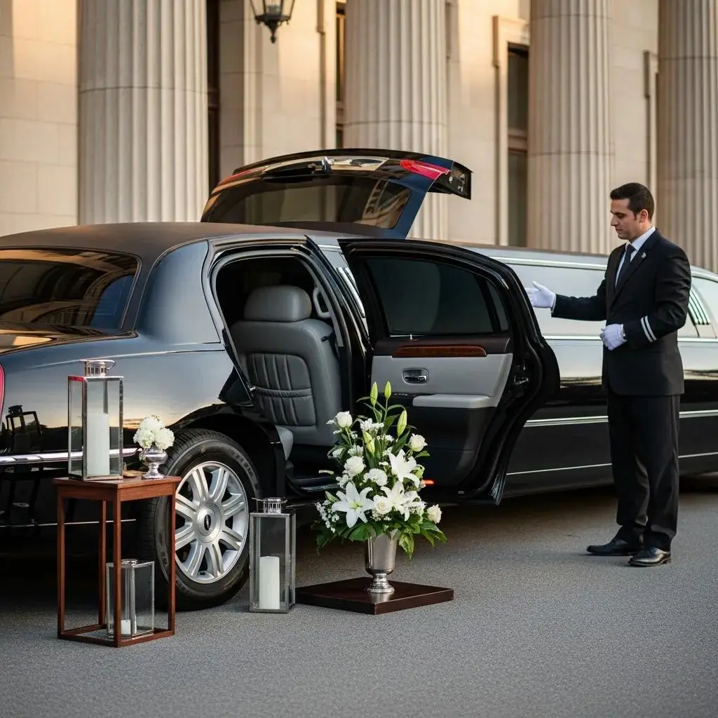 Stretch limousine offering elegance and comfort for funeral processions